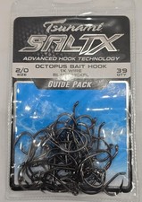 Tsunami SaltX Octopus Bait Hook, 2/0 Black Nickel, 1X Wire, 39-Count