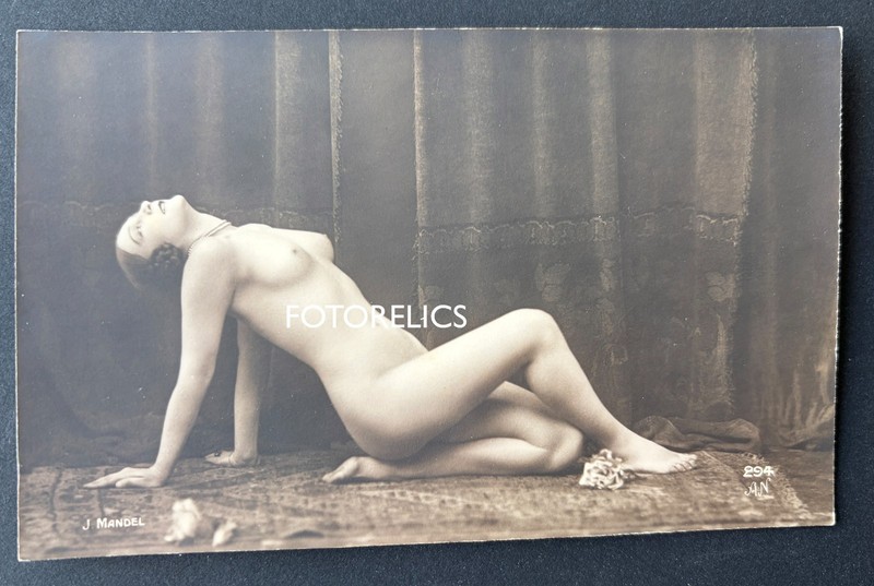 J. Mandel Paris France #294 Original Early Real Photo STUDIO FRENCH NUDE BEAUTY
