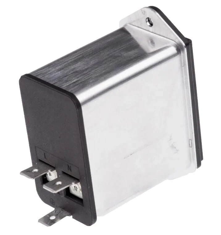 C14 IEC Male Panel Mount Filter Schurter Quick Connect Terminals 6.3 x 0.8mm 10A - Image 2 of 4