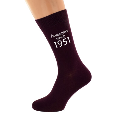 Tolle seit 1953 70. Geburtstag burgunderrote Sohle Socken UK 5-12 N1275