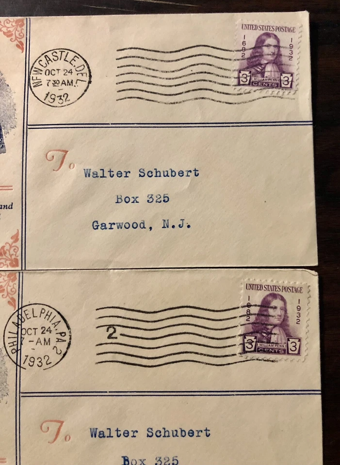 2 US FDC #724 Linprint M-25 1932 Chester PA William Penn-Flag Cancel With “2” - Image 2 of 4
