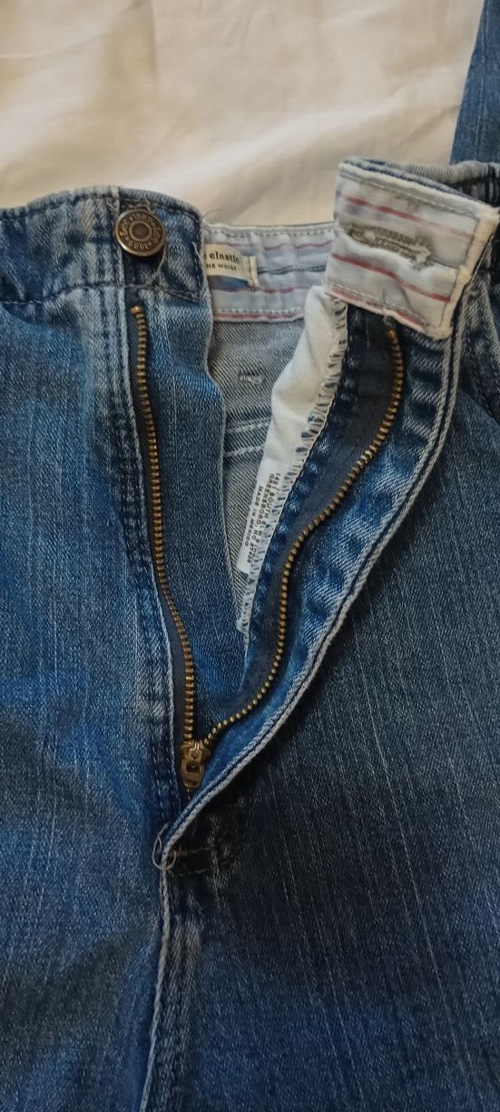 Lee Womens Denim Jeans Sz 16 Petite Medium Stone Wash Vtg Tapered Side Elastic