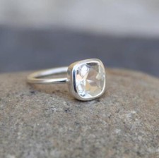 Solid-925 Sterling Silver Natural Gemstone Crystal Quartz Handmade Women Ring