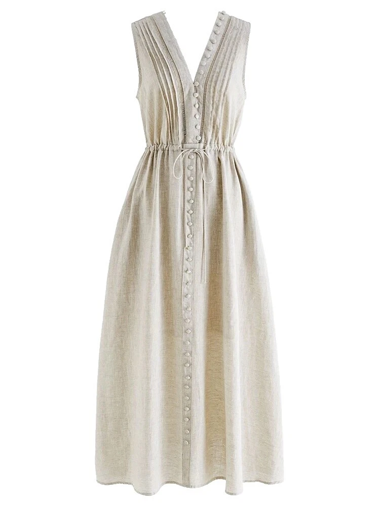 Vestidos Retro De Lino para Mujer