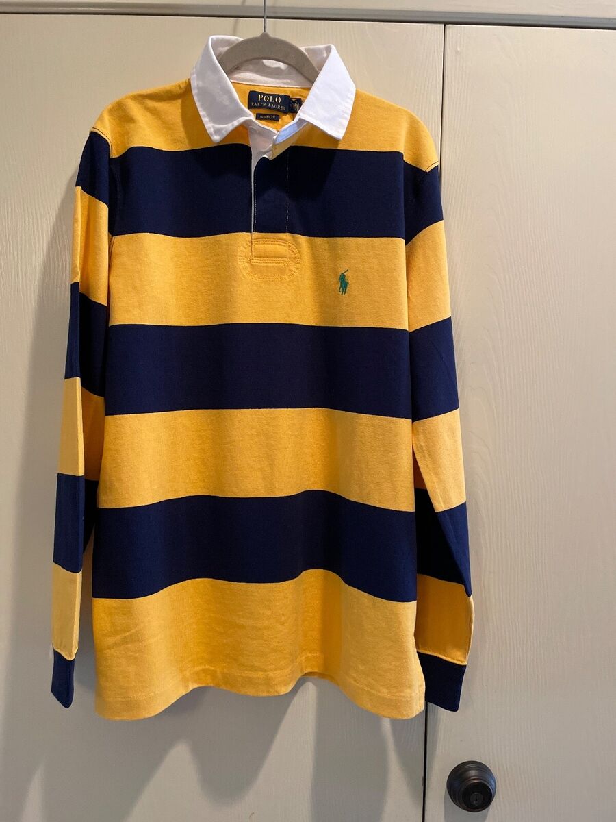 NWT RALPH LAUREN POLO ICONIC RUGBY SHIRT NAVY BLUE/YELLOW NWT RALPH LAUREN POLO ICONIC RUGBY SHIRT NAVY BLUE/YELLOW