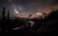 Landscape nature moonlight mountains forest mount Custom Gaming Mat Desk
