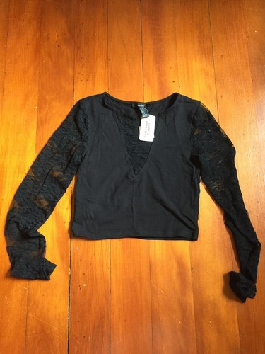 Forever 21 Crop Top With Lace, Long 