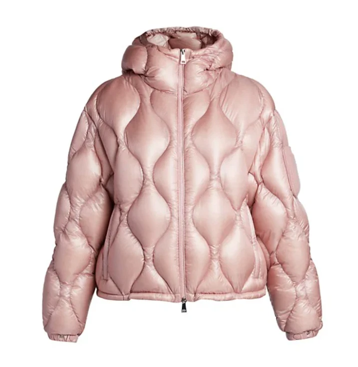 NWT Moncler Anthon Cropped Padded Hooded Jacket in Pink Size 1