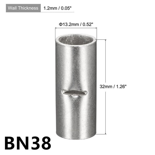 10-100Pcs 2-22 AWG Non-Insulated Copper butt Splice connectors terminal barrel - Picture 8 of 18