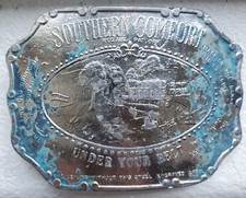 VINTAGE 1970s Belt Buckle SOUTHERN COMFORT UNDER YOUR BELT - Lewis Buckles USA