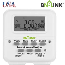 7 Day Heavy Duty Digital Programmable Timer 2Independently Plug-in Outlet Switch