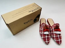 Rag & Co Mariana Red Woven Flat Mules With Tassels Womens Size 8