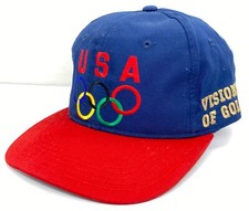 Vintage 90  s USA Olympic Team SnapBack Hat Visions of Gold OlympiCap First Pick
