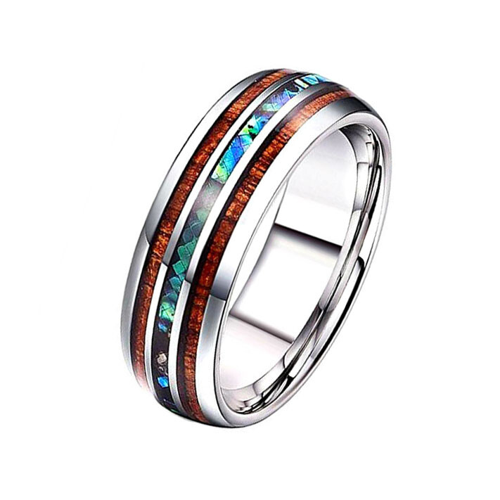 Men's & Women's Stainless Steel Silver Band Ring - 8mm Simple Engagement Wedding Promise Ring - View #10