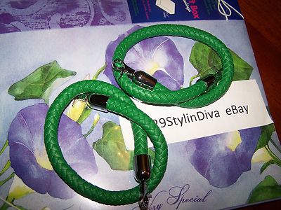Miche New Bright Green Rope Braided Handles Strap w/silver clips on ends