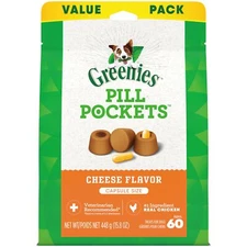 GREENIES Pill Pockets Dog Treats 60 Count Cheese Flavor for Easy Medicating