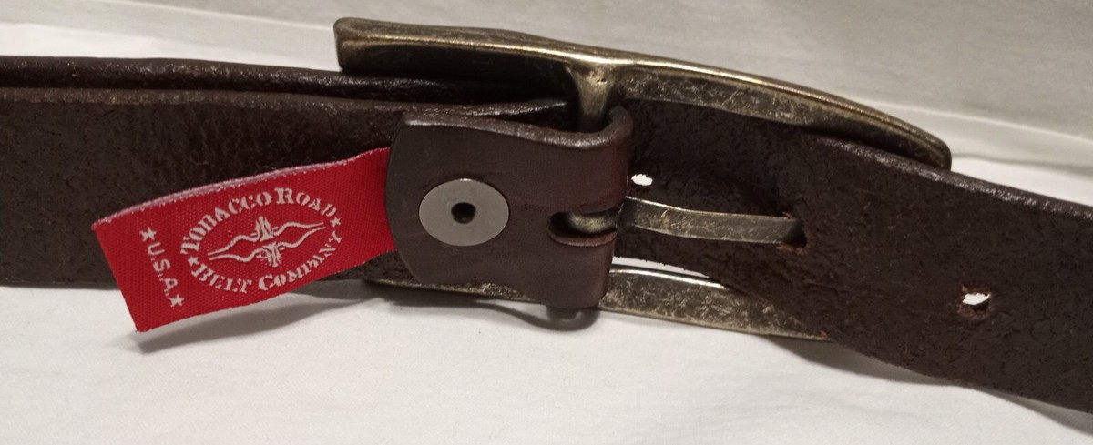 tobacco road belt company Tobacco Road Belt Company Brown Leather Belt USA 34 Brass Buckle Italy  Shovelle