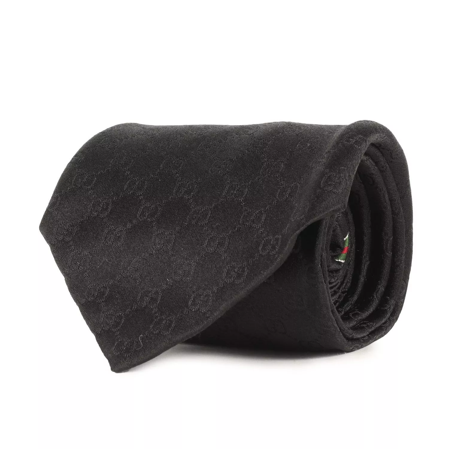 Gucci Cravate Noir Micro Monogramme Ceinture Motif Homme Du Japon Occasion