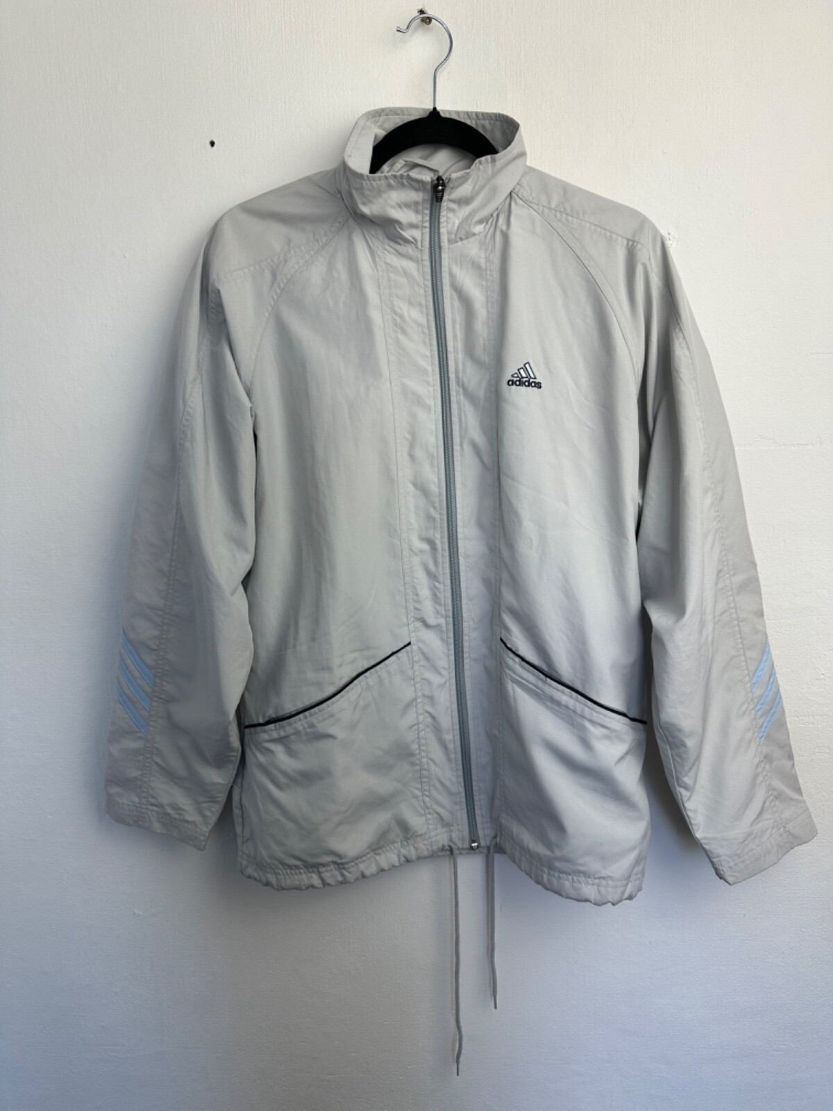 Vintage Adidas Blue Full Zip Windbreaker Track Jacket - Women's UK Size 14