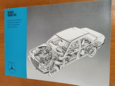 Mercedes Benz 190 190 E Zeichnungen und Grafiken Prospekt brochure Auto car KO