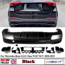 Rear Bumper Diffuser + Exhaust Tips Black For Mercedes GLE W167 AMG 63 Look New