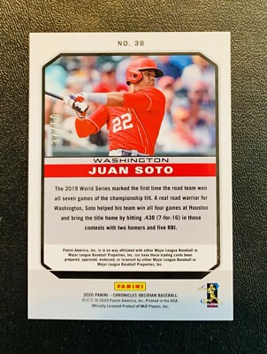 2020 Panini Chronicles Obsidian JUAN SOTO #38 Orange Electric Etch