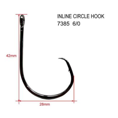 100pcs 6/0 Straight Eye Inline Circle Fishing Hooks Fishing Tackle
