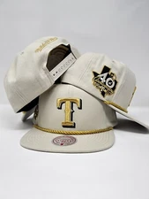 MLB Mitchell & Ness Golden Ivory SnapBack Rangers Cap Hat