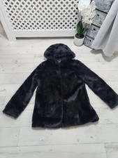 ❣️❤️absolutely Stunning Ladies Faux Fur Coat With Hood Size 14 New❣️❤️