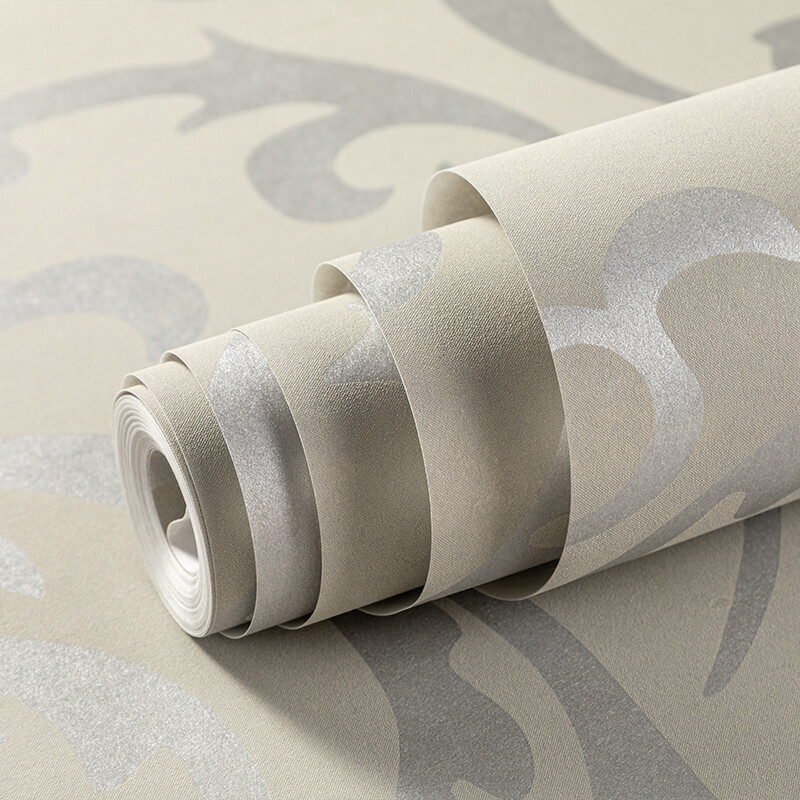 Silver Grey 3D Victorian Damask Embossed Wallpaper Home.TV Backdrop