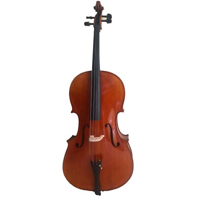 Funion 4/4 Cello Outfit Hand Curved Solid Flame Spruce Ebony Parts Varnish #002