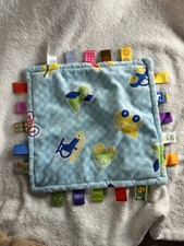 Taggies Blue Baby Security Blanket Lovey Helicopter Plane Bike Boat Train Plaid