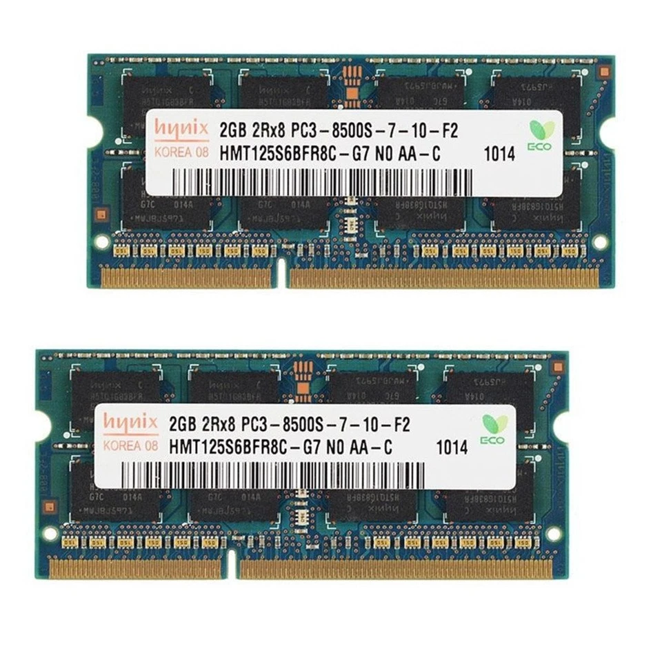 Hynix 2*2GB DDR3 1066MHZ 2Rx8 PC3-8500S Laptop Memory Stick Notebook RAM Non-ECC - Image 3 of 4