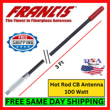 Francis CB22B 3' 100W CB Antenna 3/8-24 Truck/Car/SUV Radio Hot Rod Kit Black