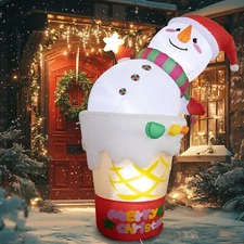 6Ft Christmas Inflatables Snowman Outdoor Decorations with LED Lights for Yard