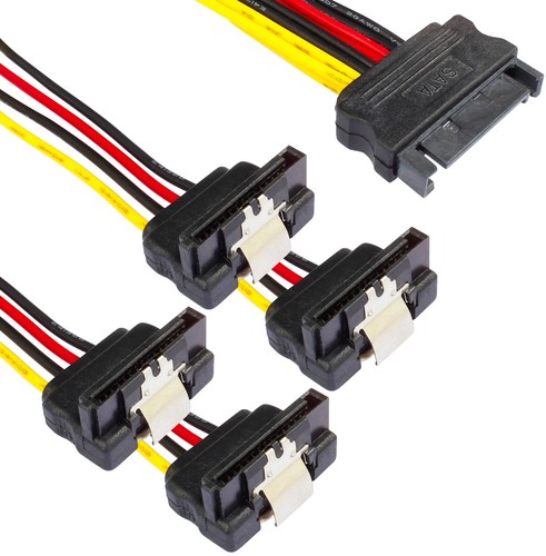 Sata 3 Kabel Set (gerade-90°), 4x 50cm Datenkabel rot + 20cm 4-Fach Y-Stromkabel - Bild 2 von 4