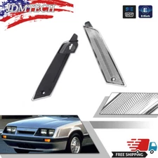 For 1979-1986 Ford Mustang Front Clear Marker Light Lens & Housing Assembly PAIR