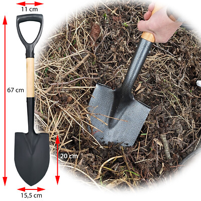 Mini Schaufel Garten Grabe Spitz Spaten Schaufel Stahl Trittkante D-Griff 67cm