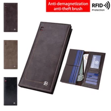 Man's RFID Leather Handbag Clutch Bag Foldable Card Wallet ID Card Holder Purse