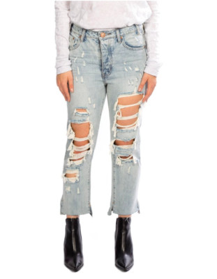 One x One Teaspoon 27 Trashed Sun Bleach Cropped Hooligan High Rise Jeans- $148