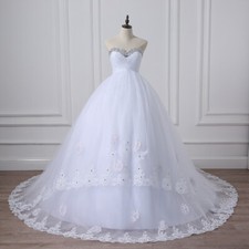 Fashion Ball Gown Wedding Dresses Sweetheart Beading Lace Bridal Gown CustomSize