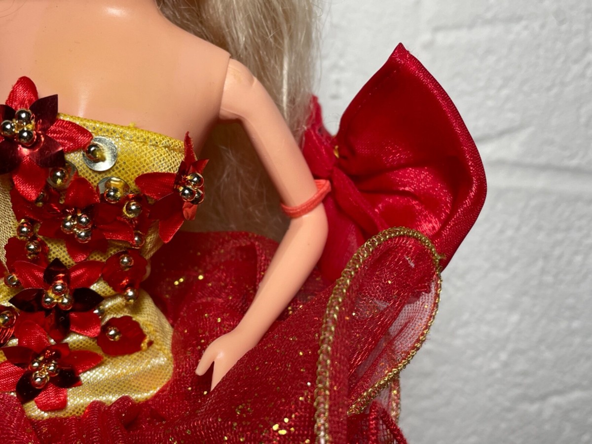 1993 Special Edition Barbie Doll Evening Gown Holiday Red Gold Dress Green  Eye | eBay