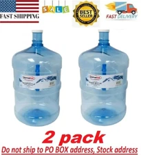 Large Reusable 5 Gallon Water Bottle Jug Container BPA Free Home Office (2 Pack)