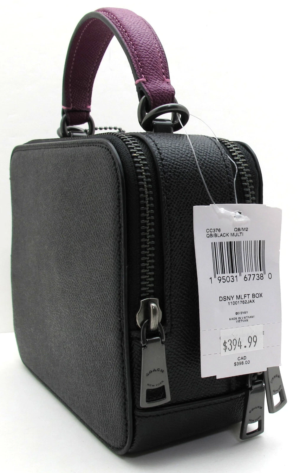 Borsa a tracolla Coach x Disney Maleficent motivo villain nuova con etichette nera C376