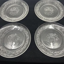 1950s Duralex Holiday Bells Etched Dessert or Salad Plates- Set of 4