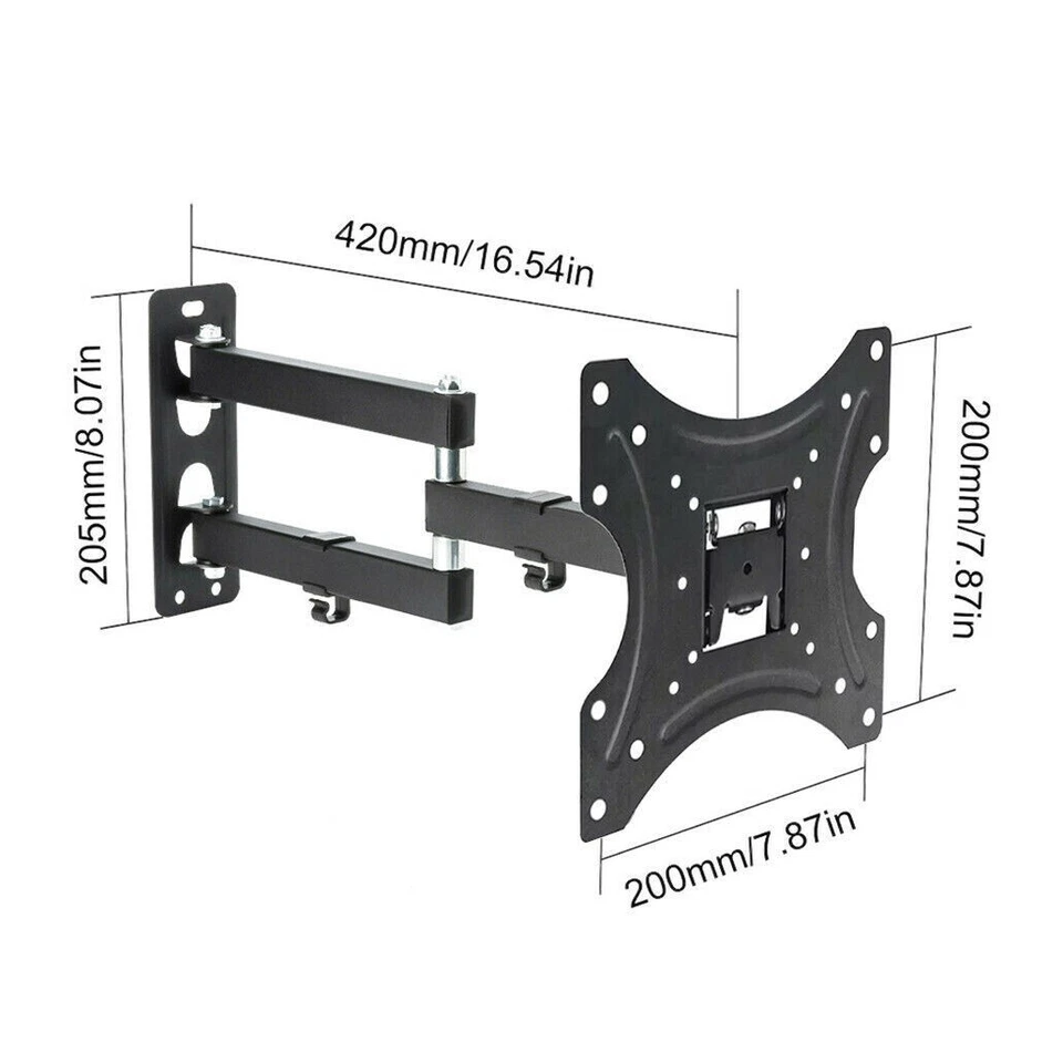 Swing Arm Folding Wall Celing Bracket Mount Swivel Tilt TV LED LCD 14”-42”Black - Image 4 of 4
