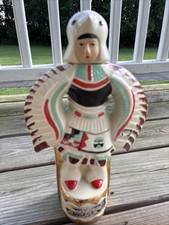 Vintage 1971 Ezra Brooks Kachina Native American Whiskey Decanter Bottles 24K