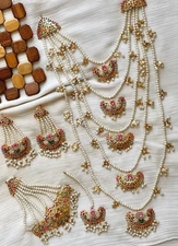 Indian Jewelry New Bollywood Bridal Style 5 layered Long Necklace Fashion Set