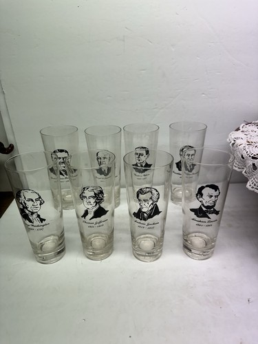 Vintage Libbey Complete Presidential Historical Memorabilia Highball Glasses Set