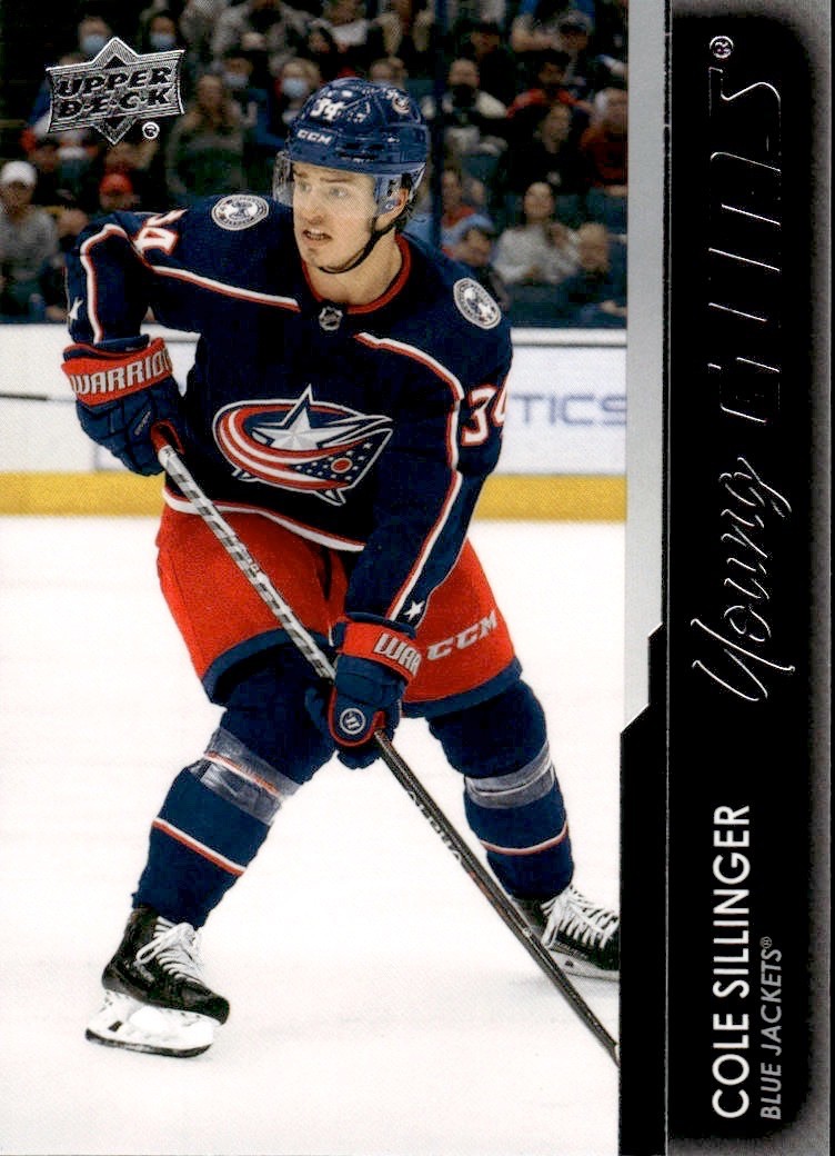 2021-22 Upper Deck #498 Cole Sillinger Young Guns RC Columbus Blue Jackets